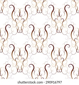 Golden seamless  pattern with curls