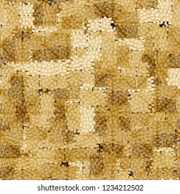 Golden seamless pattern with curly lines.