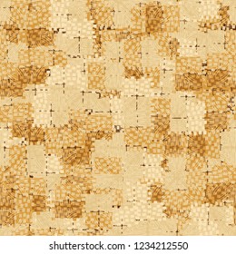 Golden seamless pattern with curly lines.