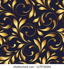 Golden seamless pattern. Floral ornament for design fabric, paper, wallpaper, wrapping.