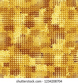Golden seamless pattern having rows of round spots.