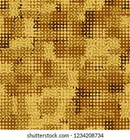 Golden seamless pattern having rows of round spots.