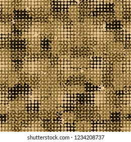 Golden seamless pattern having rows of round spots.