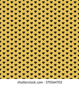 Golden seamless pattern with hearts. Gold and black colors