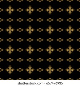 Golden seamless pattern on a black background. Vector luxury gold pattern.