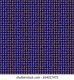 Golden seamless pattern on a blue background. Vector illustration. Elegant Christmas Background with Shining Golden Elements.
