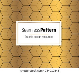 Golden seamless pattern on a dark background. Minimal design pattern combined with flashy golden gradient. Vector graphic design element.