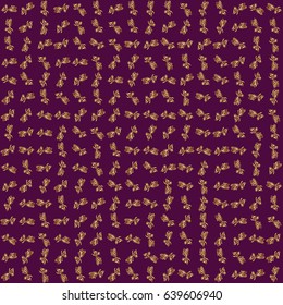 Golden seamless pattern on a purple background. Vector luxury gold pattern.