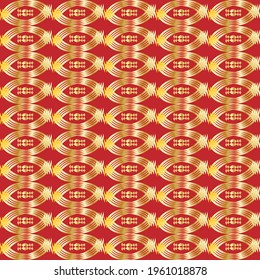 Golden seamless pattern on red background. Repeating background. Vector graphic.	