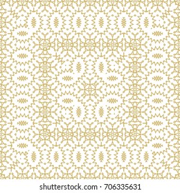 Golden seamless pattern on white background. Square abstract template. Vector illustration