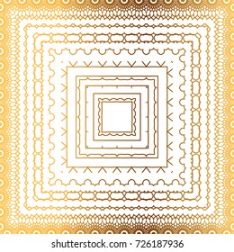Golden seamless pattern on white background. Square abstract template. Vector illustration
