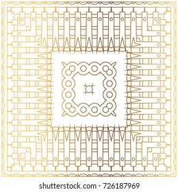 Golden seamless pattern on white background. Square abstract template. Vector illustration