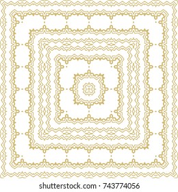 Golden seamless pattern on white background. Square abstract template. Vector illustration