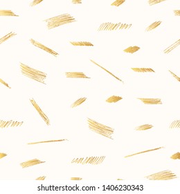 Golden seamless pattern with pencil scribbles. Vector isolated background for kid textile or wrapping paper.