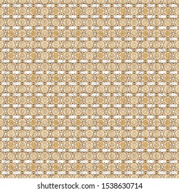 Golden seamless pattern for prints or digital. Abstract vector dynamic rippled surface, illusion of movement, curvature on a background.