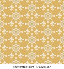 Golden seamless pattern in retro style. Vector graphics