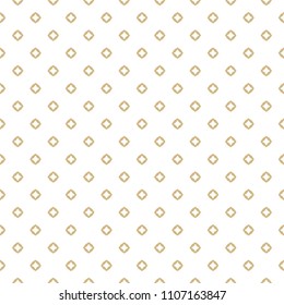 Golden seamless pattern. Subtle vector minimalist geometric texture with small elements, diamond shapes. Elegant luxury background. Simple minimal repeatable gold and white ornament. Decorative design
