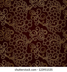 Golden seamless pattern with swirls