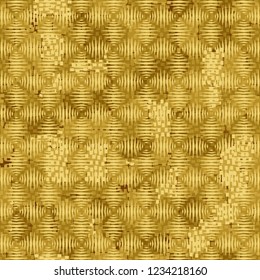 Golden seamless pattern with wedge-shaped notches.