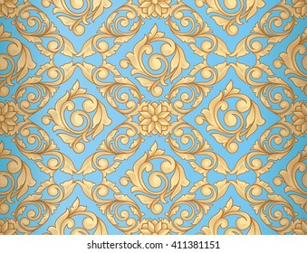 Golden seamless retro pattern