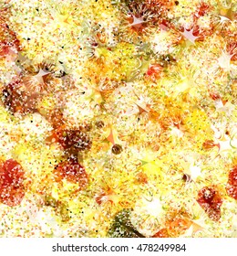 Golden seamless shimmer background with triangles, shapeless elements with acute angles. Sparkle, glitter. Abstract pattern for Christmas decorations, background for celebratory design