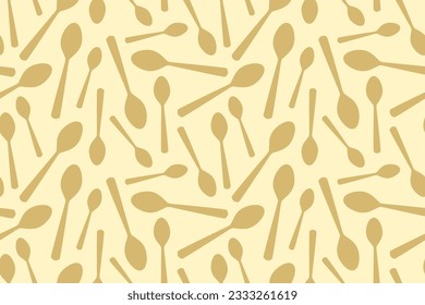 golden seamless spoons pattern; kitchen, restaurant, menu background- vector illustration