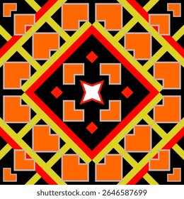 Golden seamless star pattern with geometric shapes for festive and decorative design