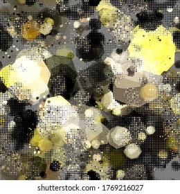 Golden seamless texture from blots and dots. Abstract vector background for web page, banners backdrop, fabric, home decor, wrapping