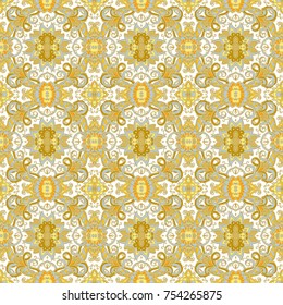 Golden seamless vector ornamental pattern on white background
