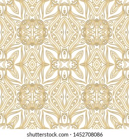 Golden seamless vector ornamental texture,   oriental, medieval style