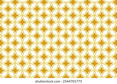 Golden seamless vector pattern with small diamonds, stars, golden geometric texture, abstract, white background. Luxury design for decoration, wallpaper, fabric.