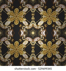 Golden Seamless Wallpaper, Vector Background Black background.