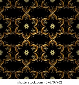 Golden Seamless Wallpaper, Vector Background. Snowflake, Christmas, New Year. Golden grid. Luxury background. Vintage pattern. Floral. Radial gradient shape.