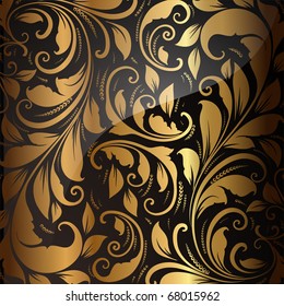 Golden Seamless Wallpaper, Vector Background