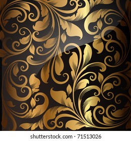 Golden Seamless Wallpaper, Vector Background