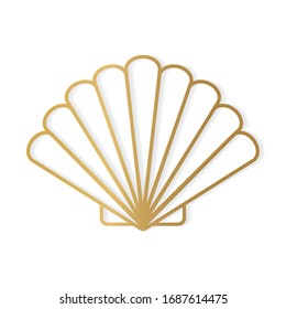 golden seashell icon - vector illustration
