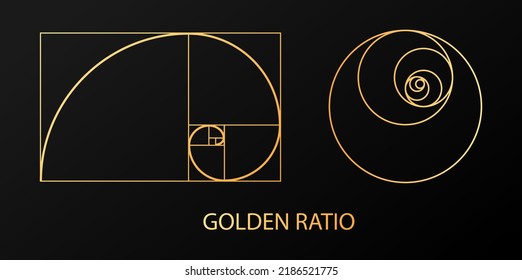    Golden section. Circle of the Fibonacci sequence. Spiral geometric shapes. Vector illustration