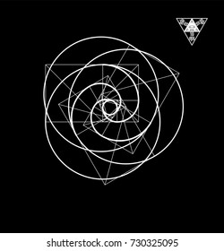 Golden section on a black background in a minimalistic style.Vector illustration.