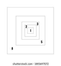 Golden section ratio or proportion squares. Harmonious concept with rectangle. Vector Illustration..