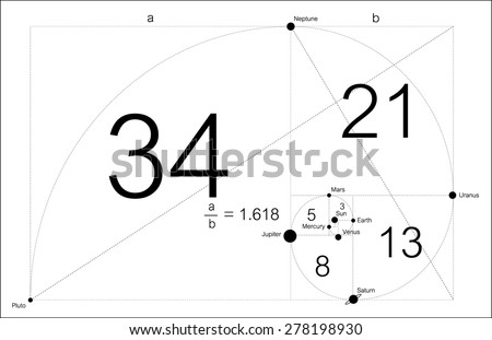 The Golden Section with the solar system minimal tattoo design in black&white