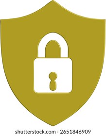 Golden Security Shield Icon - Protection and Privacy Symbol