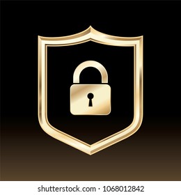 Golden Security Shield illustration vector