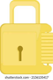 Golden secutiry lock, illustration, vector on a white background.