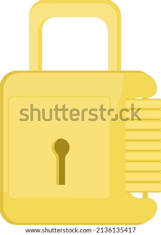 Golden secutiry lock, illustration, vector on a white background.