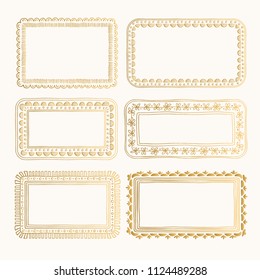 
Golden selection of oriental frames. Vintage hand drawn design. Floral elements.
