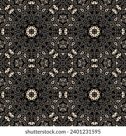 Golden seleste ornamental texture,   woven  laced abstract pattern on dark  background