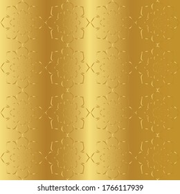 Golden self print art deco design on gold background. Gold on Gold.