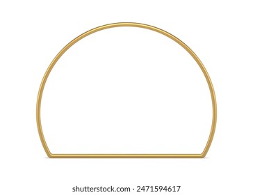 Golden semicircle geometric frame basic foundation 3d element decorative design realistic vector illustration. Premium half rounded framework minimalist boundary edge presentation decor figure