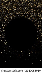 Golden Sequin Background Black Vector. Stars Holiday Illustration. Yellow Twinkle. Happy Texture. Shiny Star Falling.