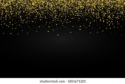 Golden Sequin Christmas Black Background. Abstract Glow Pattern. Gold Dust Effect Card. Shine Festive Illustration.